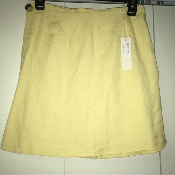 Capulet Avery Mini Skirt Petite Small Lemon Linen - Picture 2 of 4
